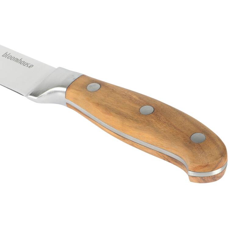Bloomhouse 8 Inch German Steel Slicer Knife W/ Italian Olive Wood Forged Handle
