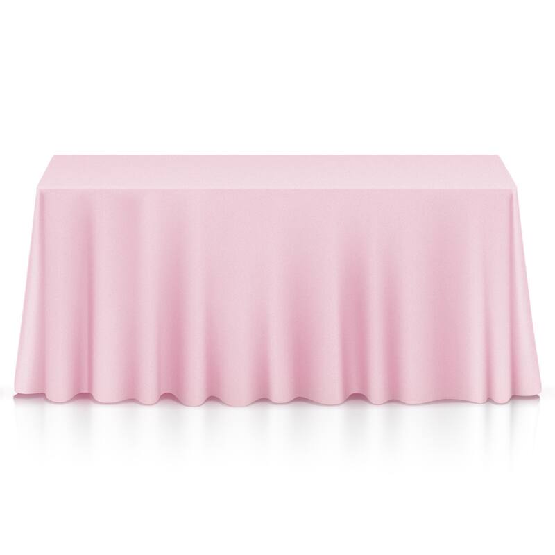 90 x 132in Rectangular Polyester Tablecloth Pink - Single