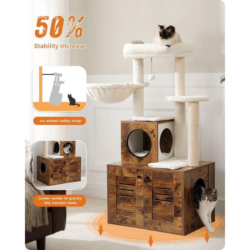 Modern Wood Cat Condo with Litter Box