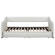 preview thumbnail 14 of 32, Twin XL to King Size Linen Upholstered Daybed with 2 Storage Drawers, Adjustable Trundle, Button-Tufted Backrest