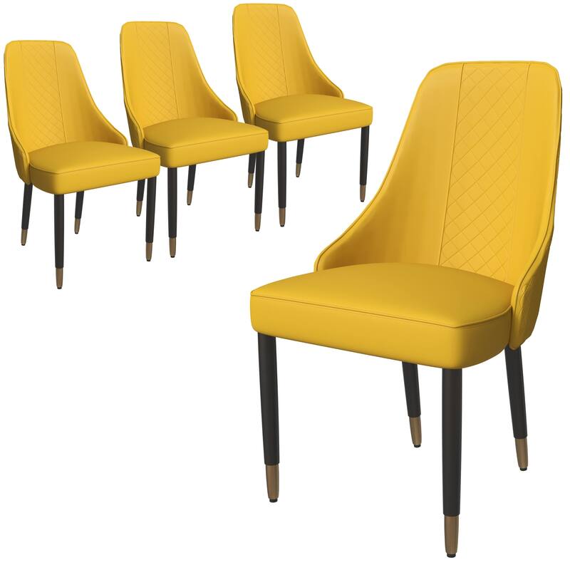 Allure Modern High-back Fabric or Leather Upholstered Accent Dining Chair with Solid Oak Wood Legs (Set of 4)