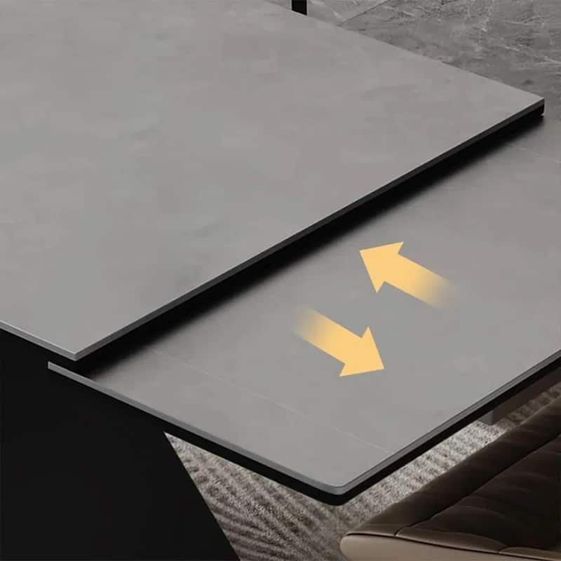 63"-95" Extendable Modern Dining Table, Matte Sintered Stone Table Top, Modern Kitchen Table for 6-10 - 94.5" x 35.4"