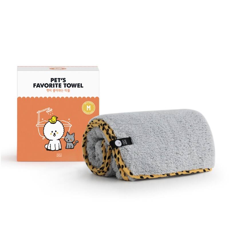 PET’S FAVORITE TOWEL, Premium High Quality Microfiber Pet Towel, Ultra-Absorbent, Quick Drying Towel, White, Made in Korea - Medium - Mustard