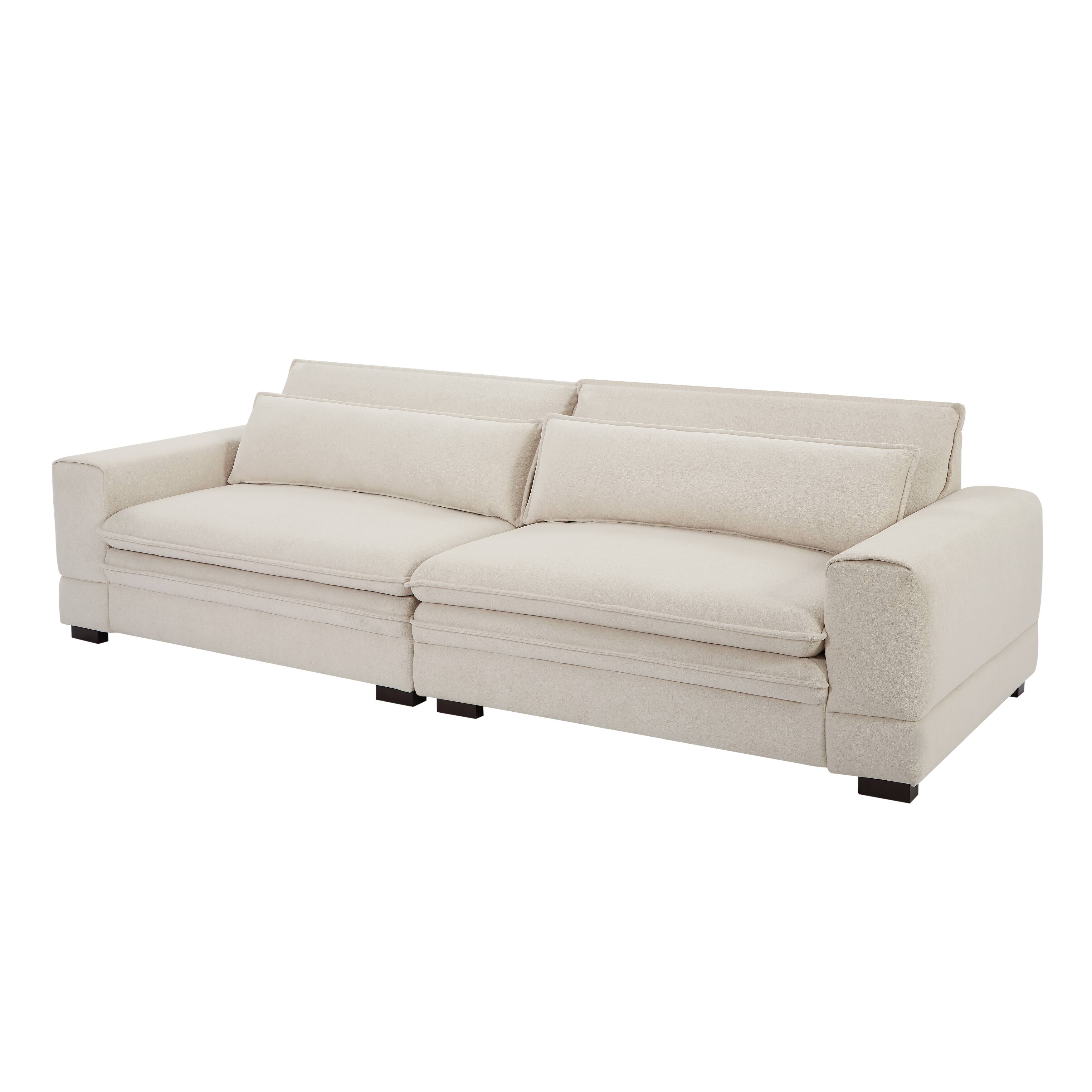 Loveseat Recliners Sofa Couch Wood Seat Base Fabric Sofa Couche, Beige