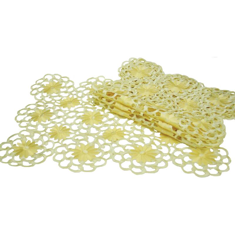 Polyester Floral Placemats 14x 20 Ich- Set of 4 - Yellow