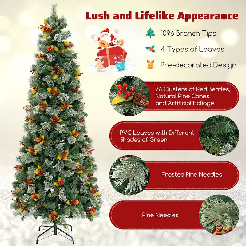 Gymax 5/7.5/9 FT Artificial Xmas Tree w/ 1416 Branch Tips 560 Warm