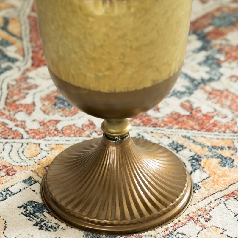 Decorative Antique Style Metal Jug Floor Vase with 2 Handles - Vintage Inspired Rustic Design for Entryway, Living Room