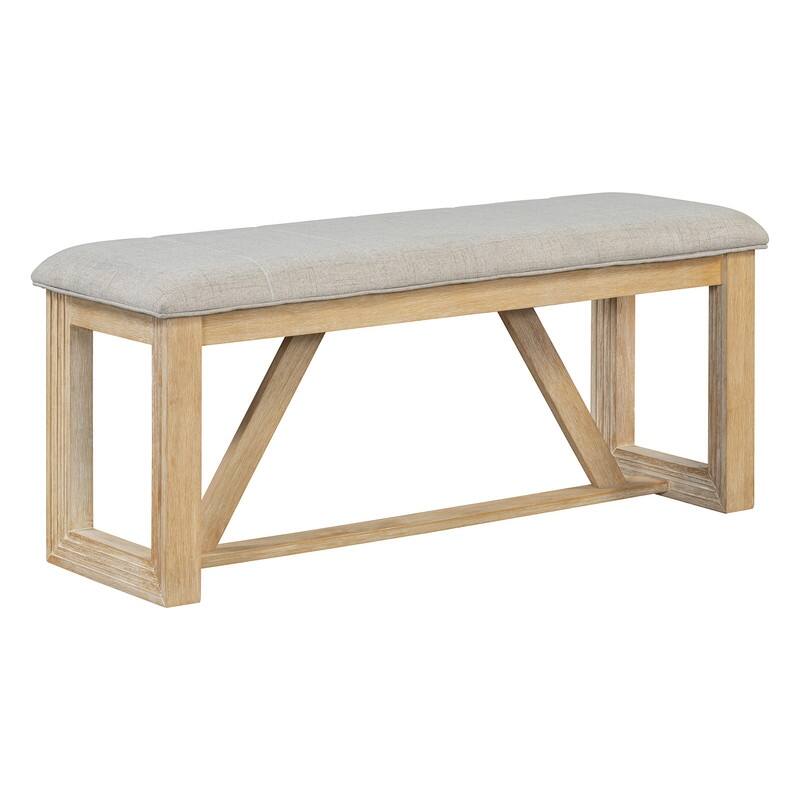 Spruce & Spring Dining Table Set for 6, 6-Piece Mid Century Modern Farmhouse Table with Chairs and Bench