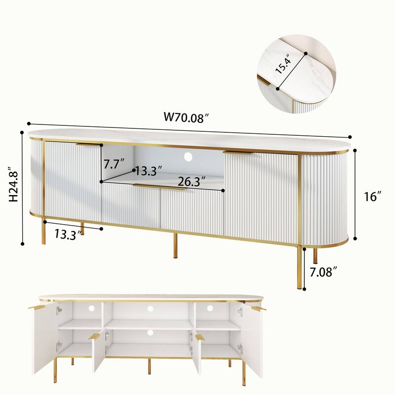 Rectangular TV Stand for TV's up to 75" with Open Storage