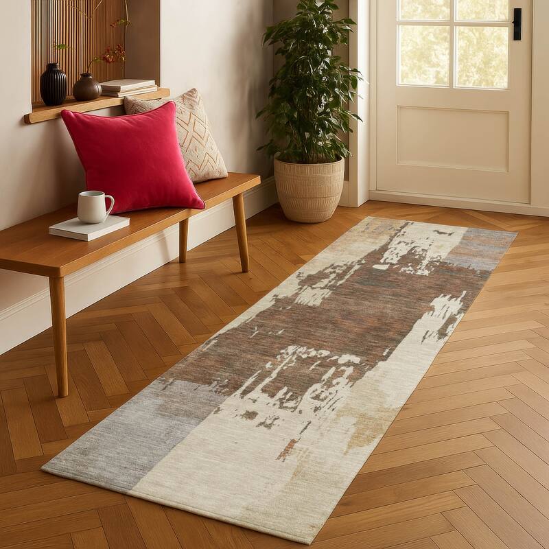 Machine Washable Indoor/ Outdoor Contemporary Fusion Chantille Rug