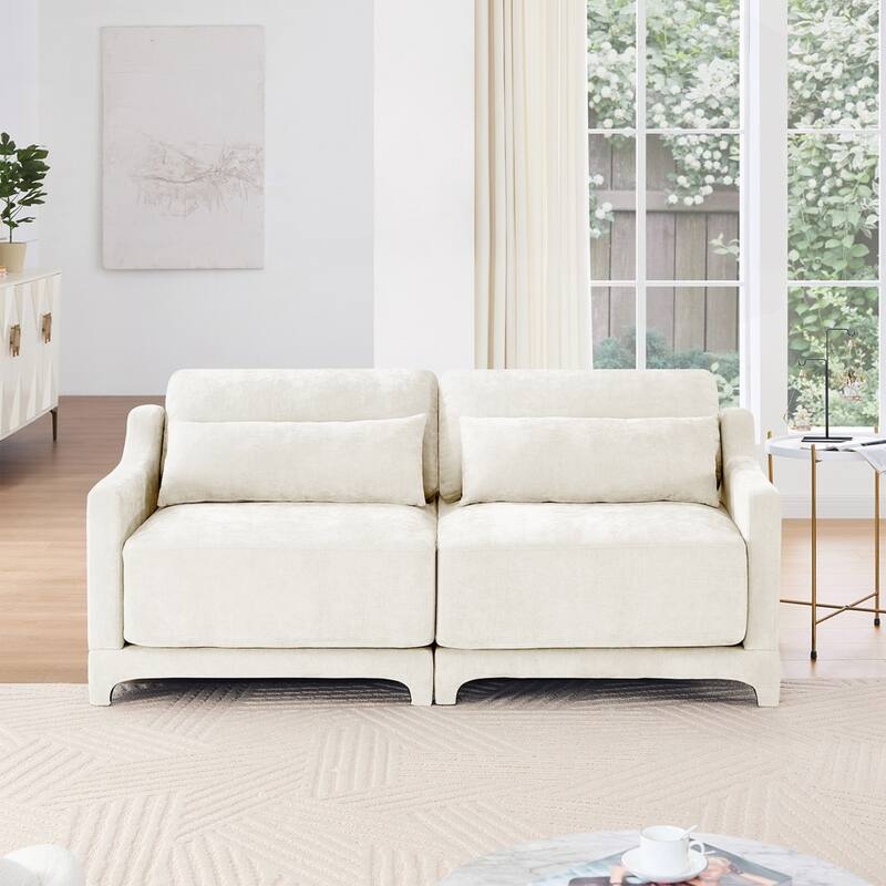 Chenille Fabric sofa - Beige - 2 Seat