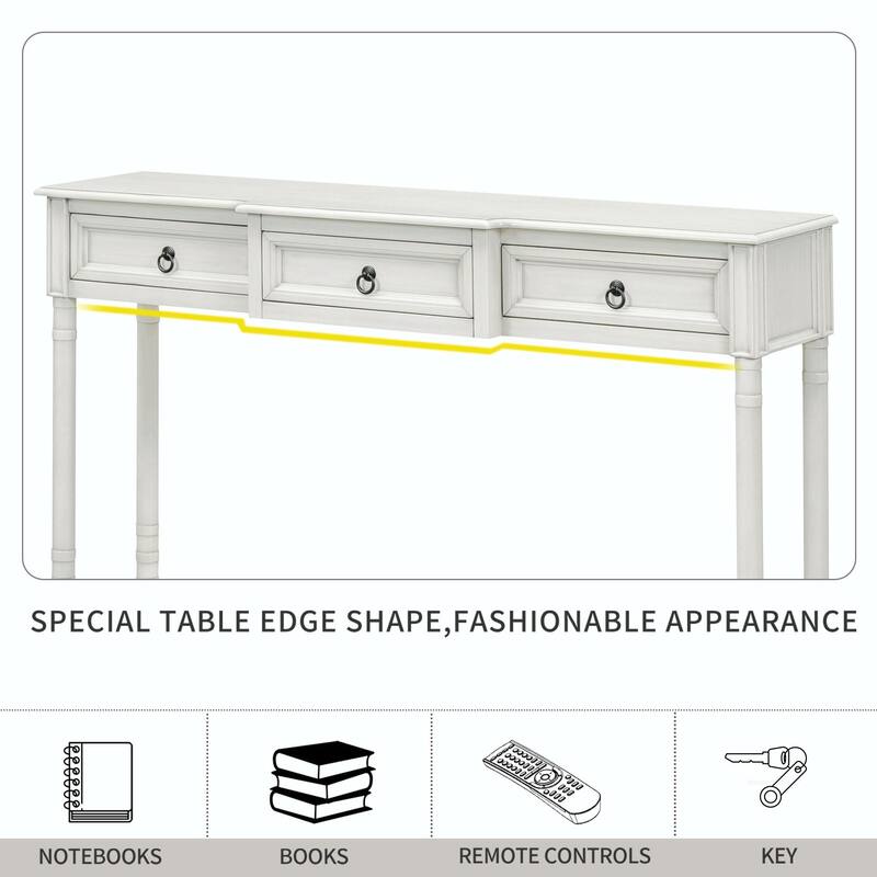 52'' Width Console Table with Drawers and Long Shelf for Entryway