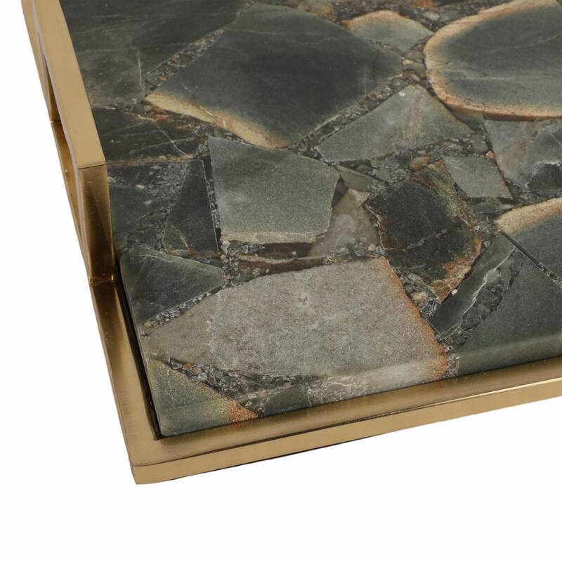 Decorative Agate Accent Tray - Home Decor - 23", Green & Gold