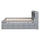 preview thumbnail 11 of 9, Superior Quality Captain Bed with Type-C USB Ports, Wood Platform Full Bed Frame with LED Light Headboard & Trundle, Grey