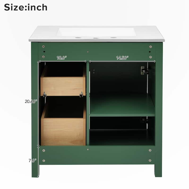 30-Inch Blue Bathroom Vanity with Ceramic Sink
