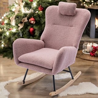 35.5 inch Rocking Chair, Soft Teddy Velvet Fabric Rocking Chair for ...