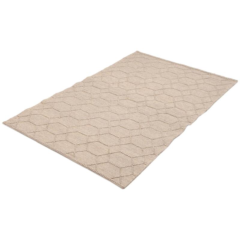 ECARPETGALLERY Braid weave Sienna Taupe Wool Rug - 5'0 x 7'11