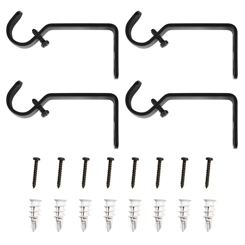 Lumi Home Furnishings Non-Adjustable Single Curtain Rod Brackets 3/4 in. (4-Piece)