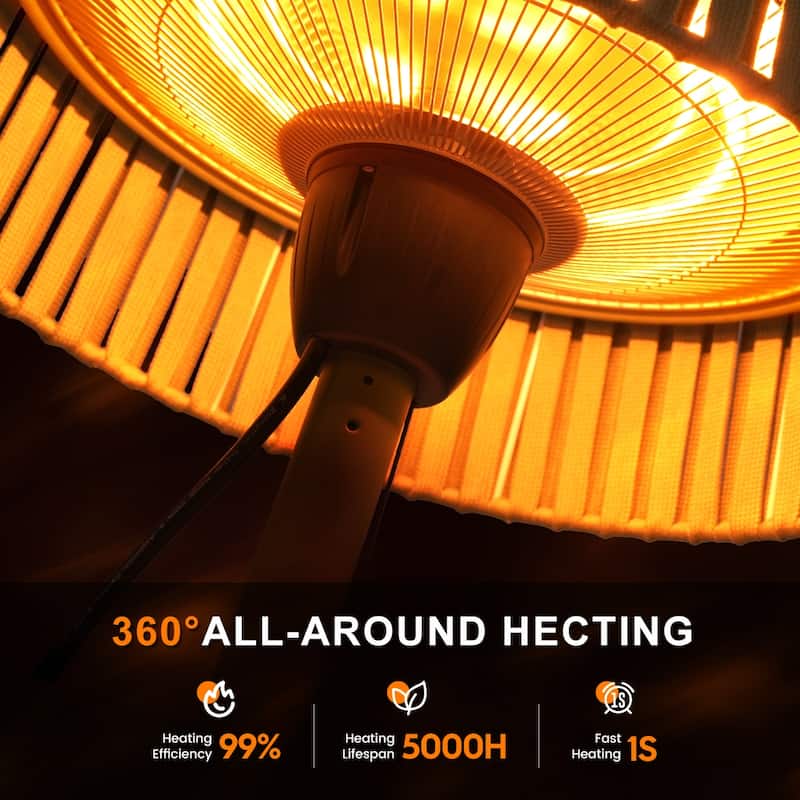 1500W Portable Tabletop Outdoor Halogen Electric Patio Heater