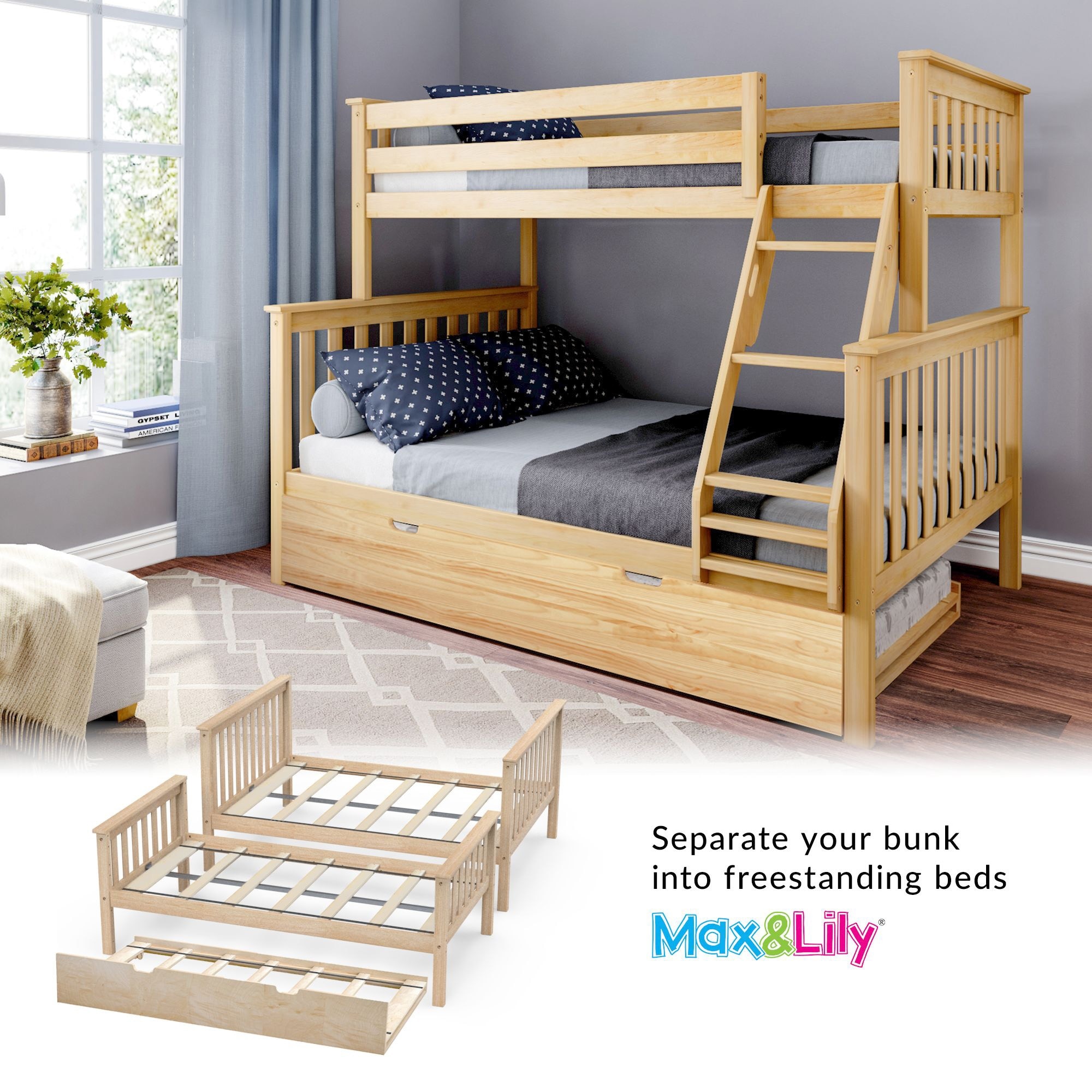Max and lily twin best sale over full bunk bed