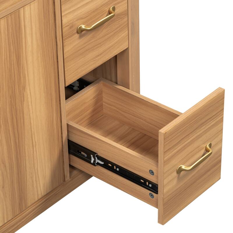 36" Wood Bathroom Vanity,2 Soft Close Doors,3 Soft Close Drawers, Adjustable Shelf, Modern Storage Cabinet