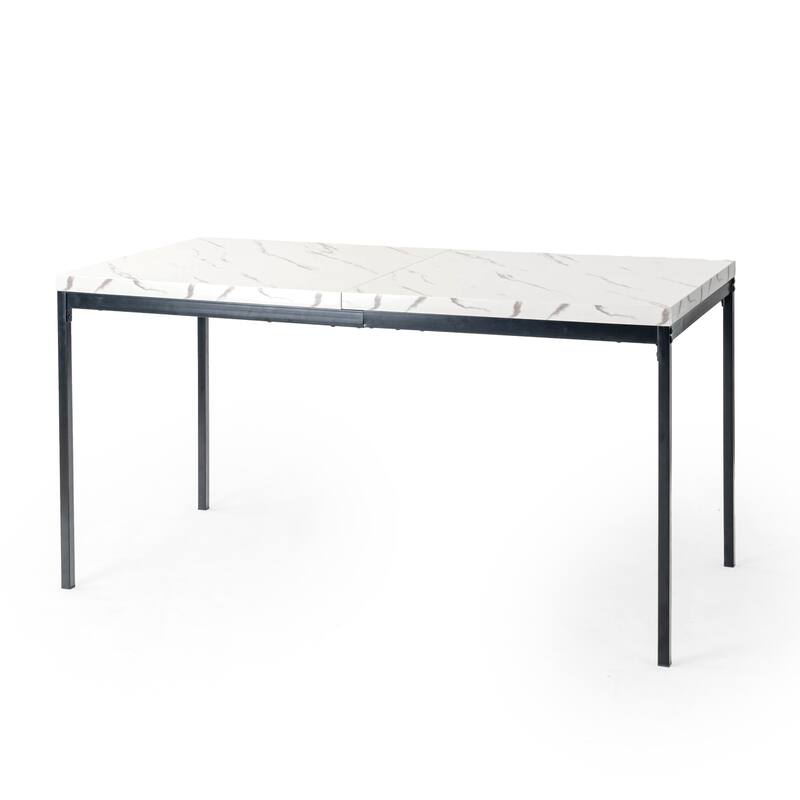Homy Casa Modern Dining Office Table, 59in Rectangular Wood Top, Black Legs