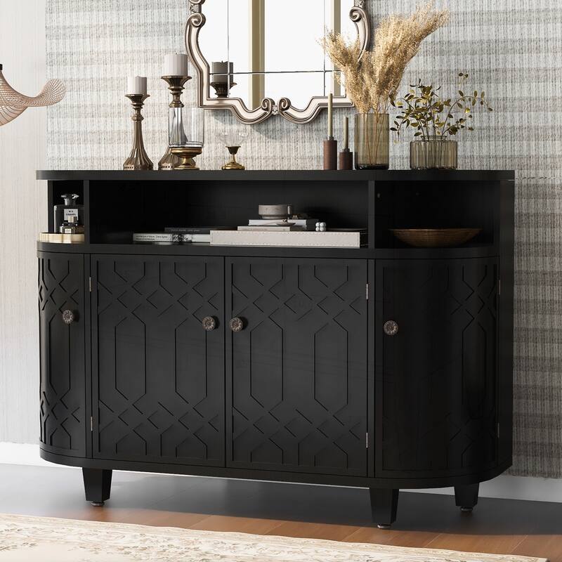 Stylish Curved Storage Cabinet with Adjustable Shelves