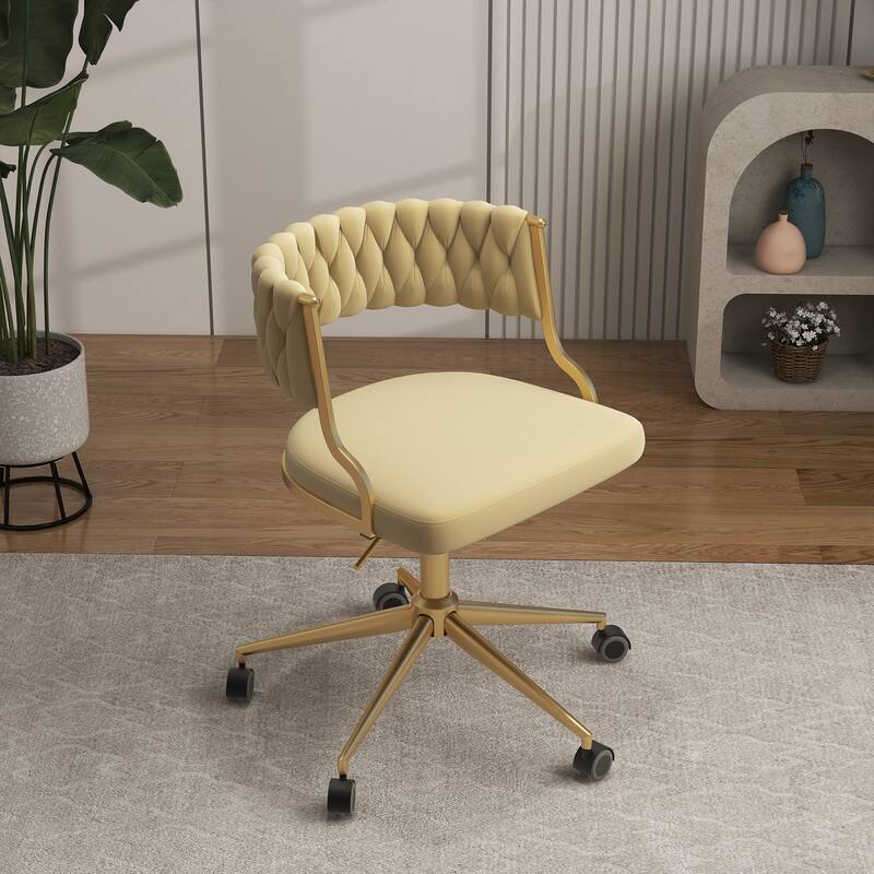 Velvet Home Desk Chair Office Swivel Chair with Wheels and Gold Base