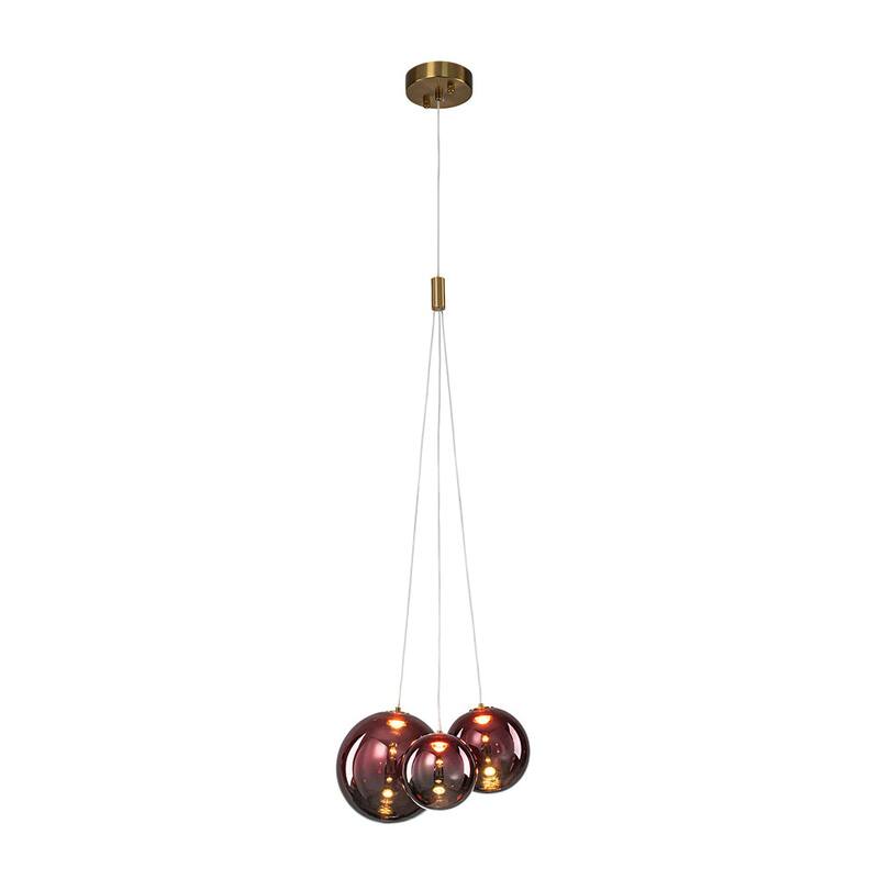 Modern 3-Light Dimmable LED Glass Globe Bubble Cluster Chandelier