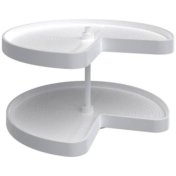 slide 2 of 9, Rev-A-Shelf Lazy Daisy Polymer 28 Inch Pie Cut 2 Shelf Lazy Susan Set White