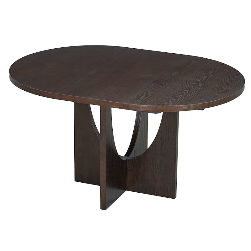 Roomfitters Modern 5-Piece Extendable Round Dining Table Set with Removable Leaf