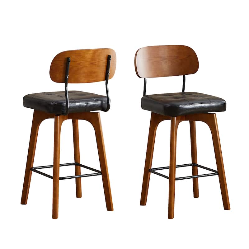 Swivel Bar Stool Set of 2/3/4 with Back Support - Set of 2 - 26"Black-2 - Counter Height