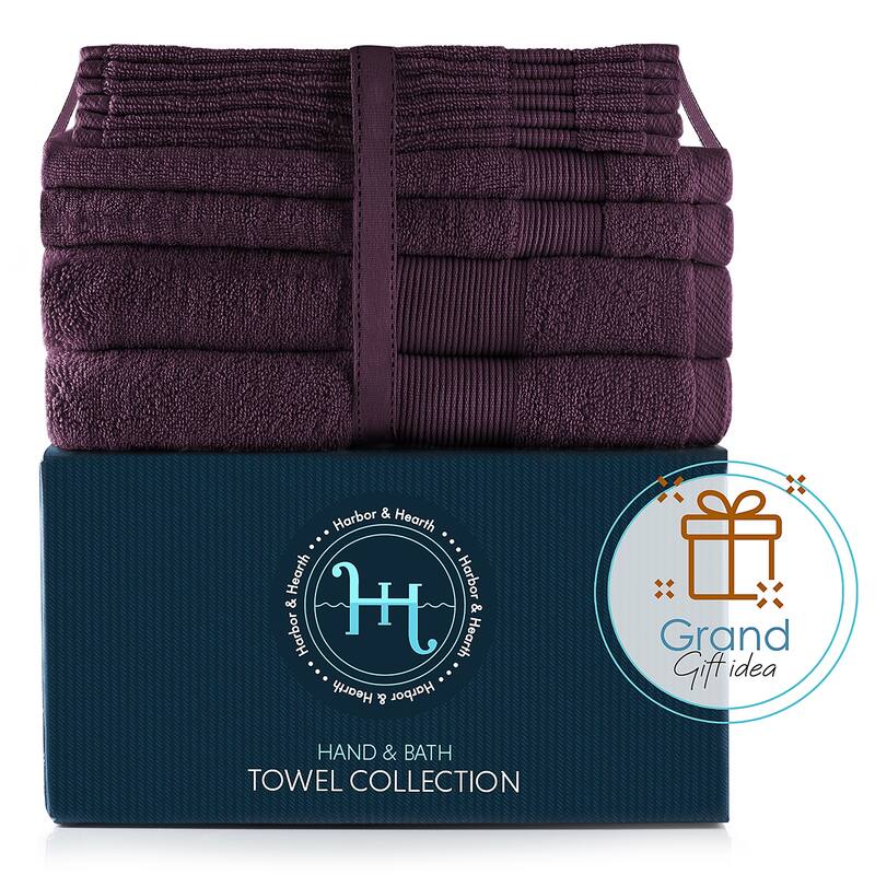 Hearth & Harbor 100 Percent Cotton Ultra Soft and Absorbent Bath Towel Set