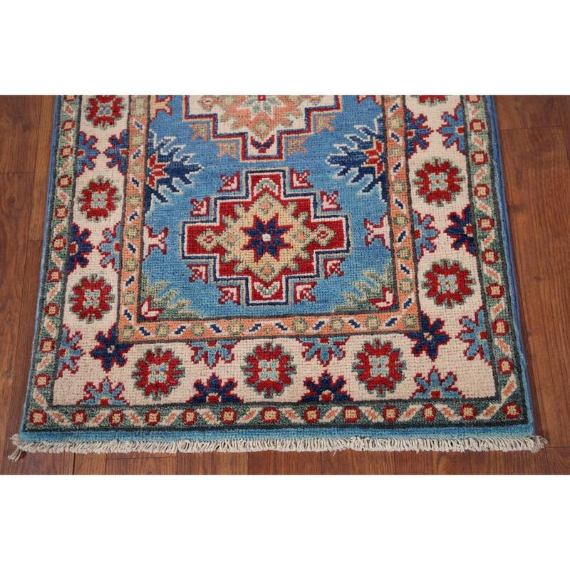 Blue Kazak Accent Rug Handmade Oriental Traditional Wool Carpet - 2'0" x 3'0"