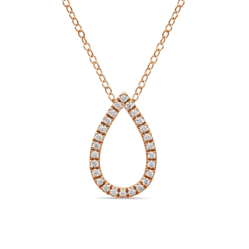 1/6ct - 1ct TDW 14K Gold Open Pear Diamond Pendant Necklace for Women
