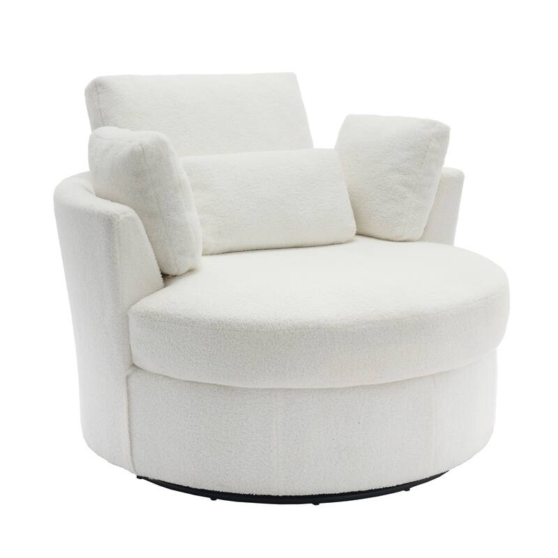 Modern Swivel Barrel Chair, Upholstered Swivel Accent Chair for Living Room