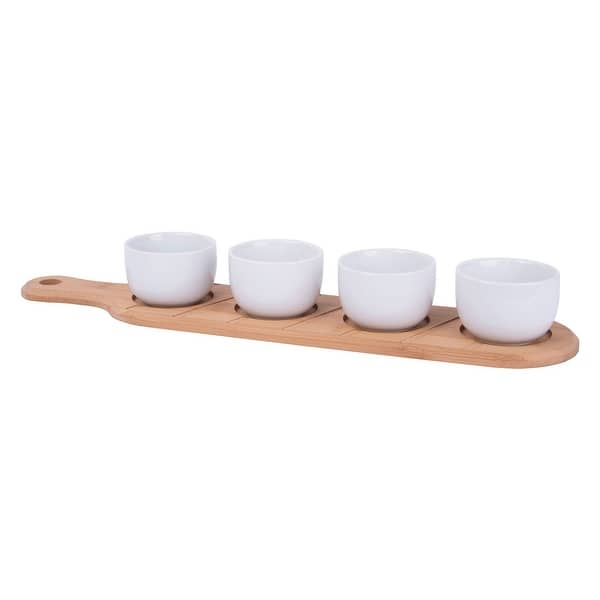 BBQs Etc. White Ceramic Appetiser//Snack Serving Bowls Ideal for Dinner Parties 3Pc Mini Oval Tapas Dish Set