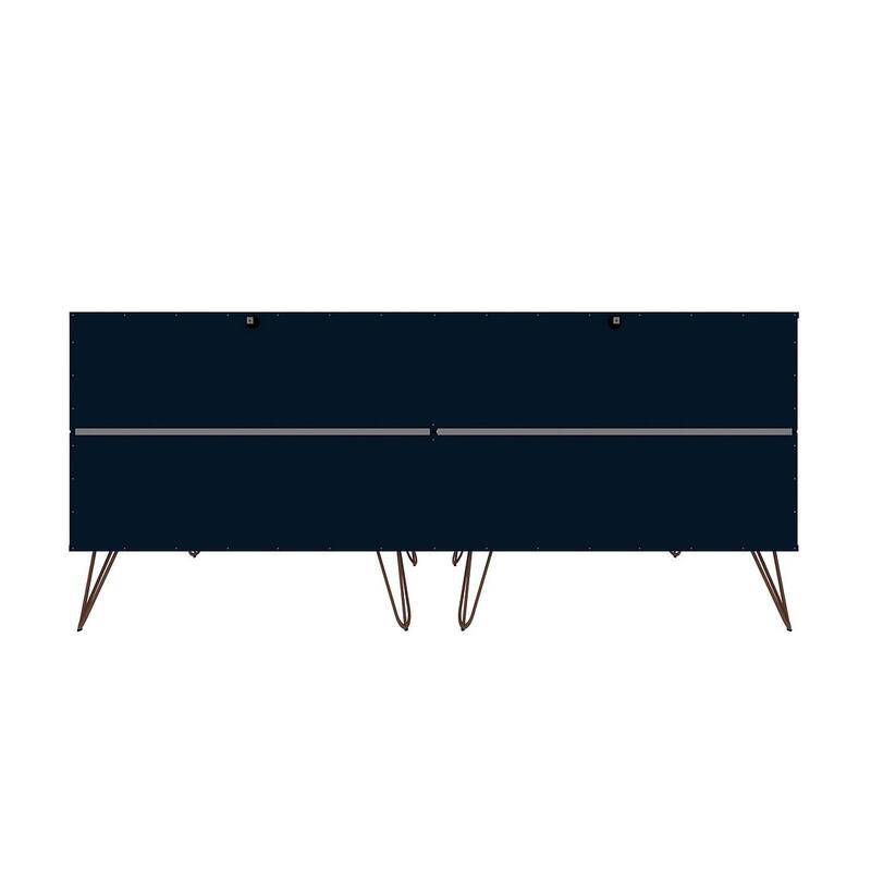 Manhattan Comfort Rockefeller 6-Drawer Double Low Dresser with Metal Legs