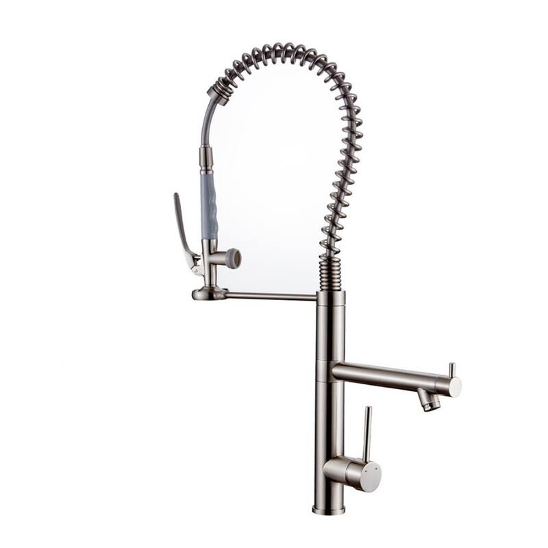 Pull Down Single Handle Kitchen Faucet with Two Nozzles