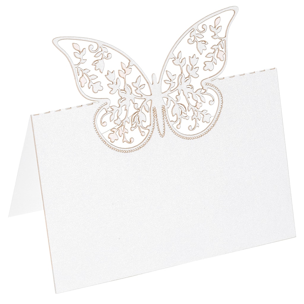 Table Name Place Cards, 25 Pcs Hollow Butterfly Cut Design Blank Card