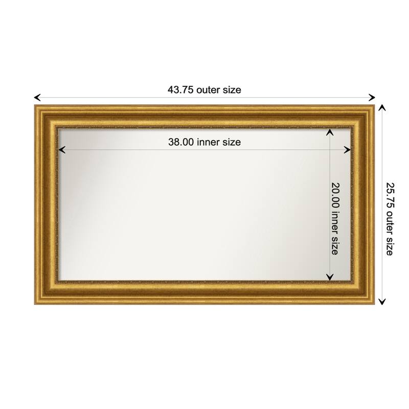 Parlor Gold Framed Non-Beveled Custom Wall Mirror, Bathroom Vanity Mirror - Outer Size: 43.75 x 25.75