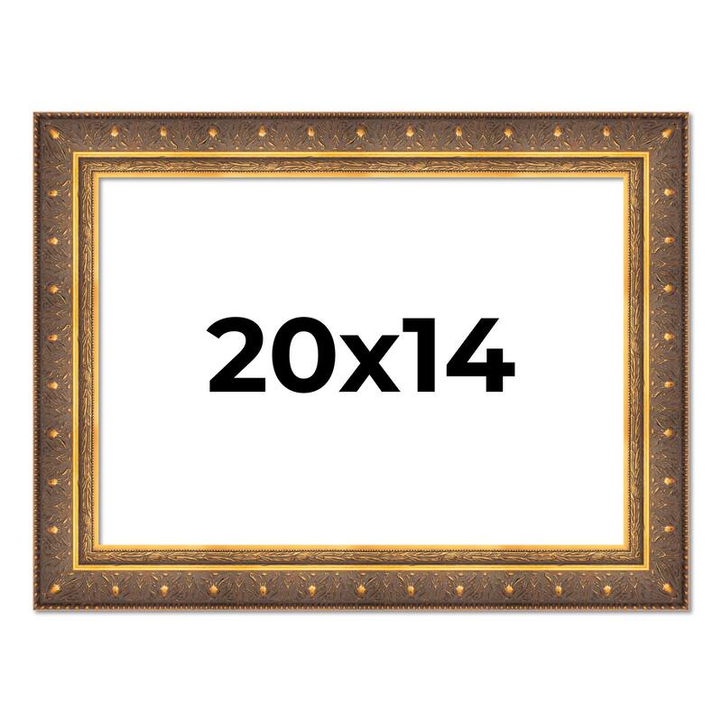 20x14 Frame Vintage Gold Solid Wood Picture Frame | 2.5 Inch Moulding