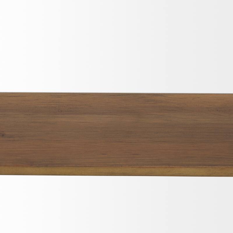 Cora Black Metal Frame With Brown Wood Shelf Arched Wall Mirror (40" x 24")