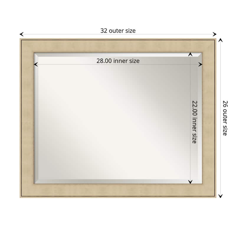 Beveled Bathroom Wall Mirror - Classic Honey Silver Frame - Classic Honey Silver - Outer Size: 32 x 26 in
