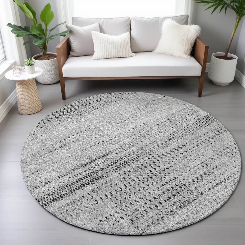Machine Washable Indoor/Outdoor Moroccan Modern Chantille Rug