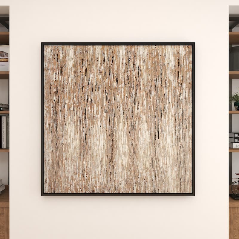 White Canvas Abstract Framed Wall Art with Black Frame