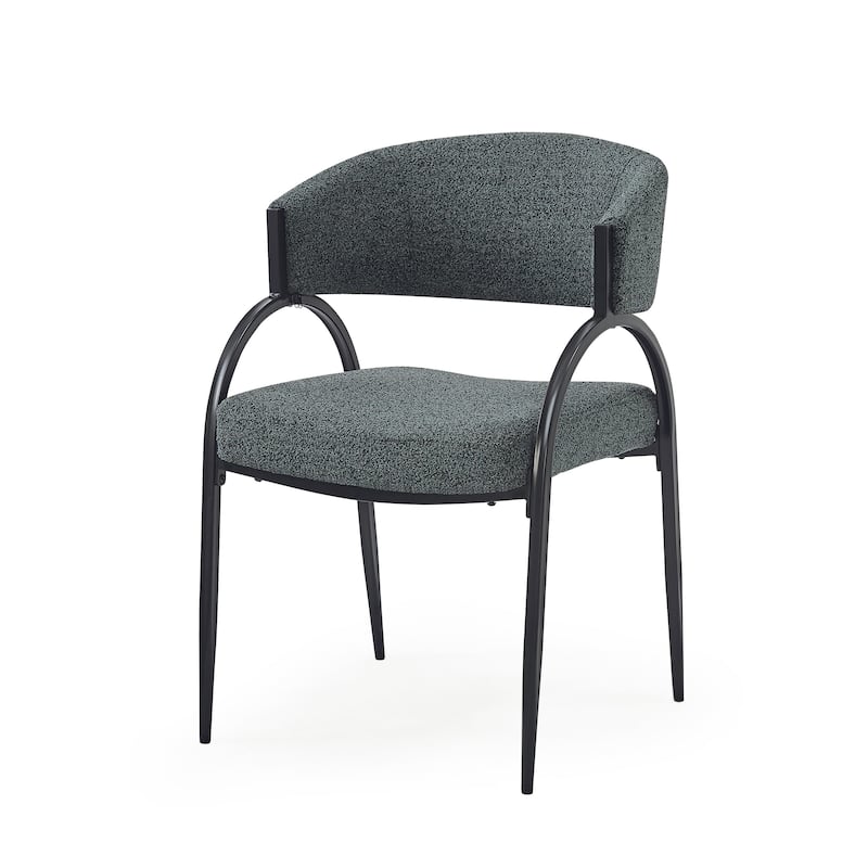 Dining Chairs Set of 2, Ergonomic Kitchen Side Chairs, Upholstered Armchairs with Curved Backrest & Metal Legs