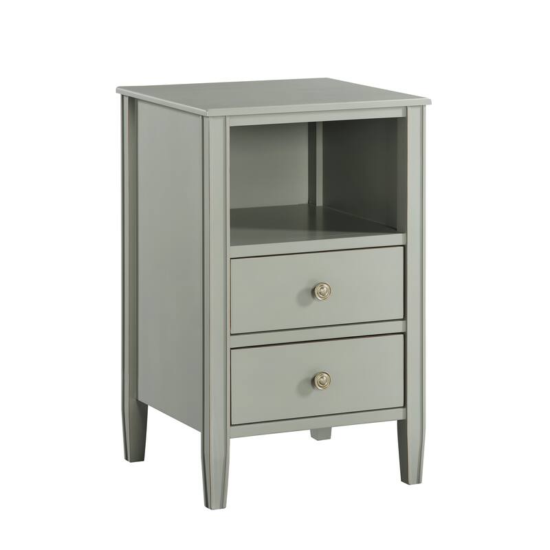 2- Drawer Nightstand with Open Shelf and Brushed Gold Hardware No Assembly