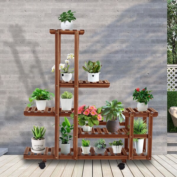 Multi Tier Pine Wood Plant Stand Flower Pot Rack Shelf  Display Storage Shelf 