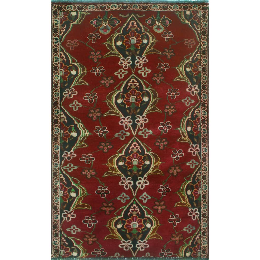 Noori Rug Fine Vintage Distressed Zalah Red/Charcoal Rug - 2'6" x 4'1"